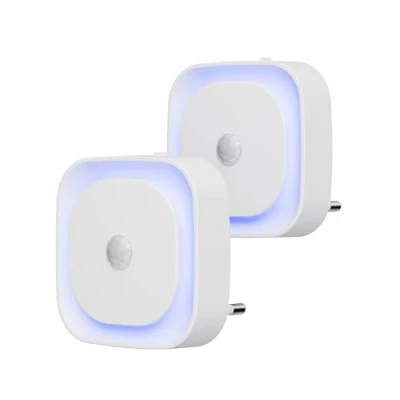 Immagine di YUNLEX Luce Notturna da Presa con Sensore di Movimento, 3 modalità sensore, [2 Pezzi] luci notturne dimmerabili per camera dei Bambini, Bagno, Cucina, Scale, letto, Blu
