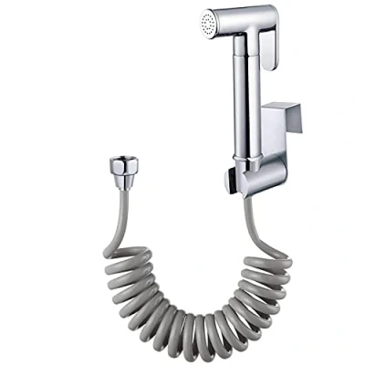 Immagine di Spruzzatore a mano per bidet in acciaio inox di alta qualità Shattaf WC, soffione doccia lavabo o con Tubo ABS molla da 59&quot; e supporto staffa