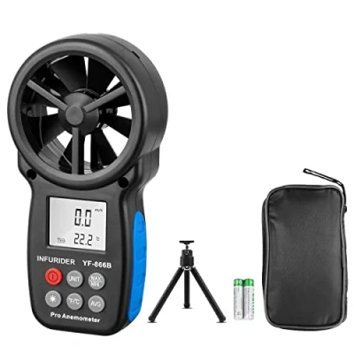 Immagine di Anmometro Digitale con Schermo LCD,INFURIDER YF 866B Misura Velocità del Vento e Temperatura, LCD Display, Max/MIN/AVG per Drone Flying, Riprese, Windsurf