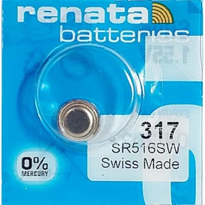 Immagine di Renata Una (1) x 317 SR516SW SB AR Batteria per orologio in ossido di argento, 1,55 V, confezione blister