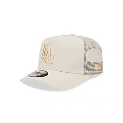 Immagine di New Era A Frame Adjustable Trucker cap Mesh Einsatz gebogener Schirm Beige Baseball Los Angeles Dodgers One Size