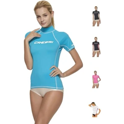 Immagine di Cressi Rash Guard, Maglia Protettiva a Maniche Corte, in Speciale Tessuto Elastico, Protezione Solare UV/UPF 50+ Donna, Turchese (Acquamarina), XS
