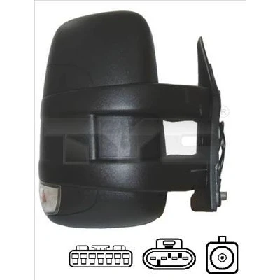 Immagine di specchio retrovisore esterno Tyc 315 0015 Dx per regolazione elettrica specchio, convesso, termico, Braccio corto, con antenna
