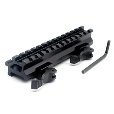 Immagine di TRIROCK See Through Throw Lever Riser Mount Picatinny with 13 Slots Double Rails Quick Release Detachable Fits Scope Optics