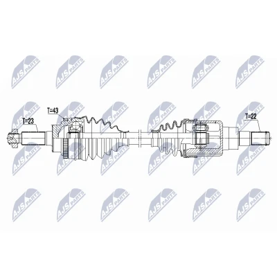 Immagine di NTY NPW SU 075 Albero motore / Semiasse Assale anteriore Sx 662mm Cambio manuale SUZUKI: Alto VII, SWIFT 4