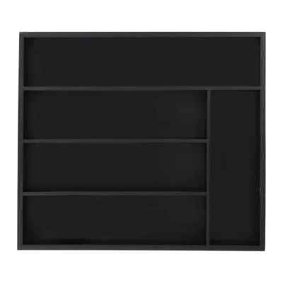 Immagine di Relaxdays Portaposate da Cassetto, 5 Scomparti, HxLxP: x 34 30 cm, Divisorio Tiretto per Posate, in Bambù, Nero