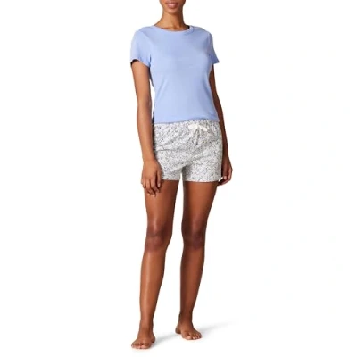 Immagine di Amazon Essentials Set con Maglietta del Pigiama e Pantaloncini in Popeline Donna, Blu Floreale, XL