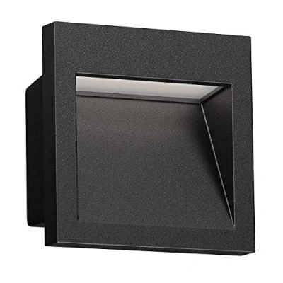 Immagine di ledscom.de Lampada da incasso a parete LED NOLA, downlight per esterni, IP54, nero opaco, 90 x mm, bianco caldo, luce scale, faretto incasso, parete, LED, illuminazione