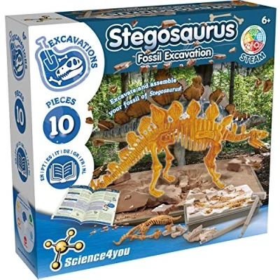 Immagine di Science4you Kit Dinosauri Stegosauro Fossili da Scavare, Assemblare gli 10 Pezzi di Dinosauro Scheletro Construire, Paleontologo e Giochi Archeologia per Bambini +6 Anni