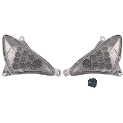Immagine di ONE BY CAMAMOTO KIT GEMME FRECCE anteriori A LEDS con INTERMITTENZA omologate colore BIANCO compatibile YAMAHA T MAX CARENE LAMPADE COMPLETE.