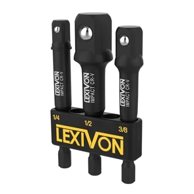 Immagine di LEXIVON Set di Adattatori a Bussola Attacco in 3 Prezzi da 1/4&quot;, 3/8&quot;, 1/2&quot; Kit Punte Esagonali 7,5cm Inserti Avvitatore Professionali Impulsi compatibile con Makita, Milwaukee, Bosch (LX 101)