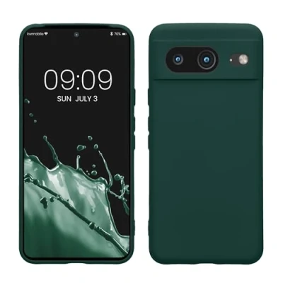 Immagine di kwmobile Custodia Compatibile con Google Pixel 8 Cover Back Case per Smartphone in Silicone TPU Protezione Gommata verde muschio