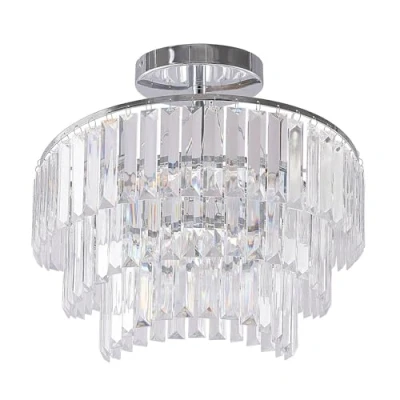 Immagine di Plafoniera &#039;Volina&#039; dimmerabile colore Argento, in Metallo ad es. Soggiorno &amp; Sala da pranzo (4 luci, E14) di Lindby plafoniera, lampada