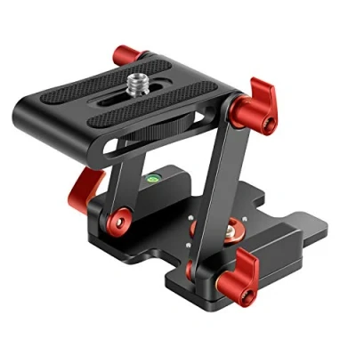 Immagine di Neewer Z Flex Testina Inclinata Tipo Testa di Treppiede con 4 Pulsanti Regolare/Fissare, Sgancio Rapido Piastra e Livella a Bolla per Treppiede/DSLR Videocamere/Lega Alluminio Slider/Carico 3kg