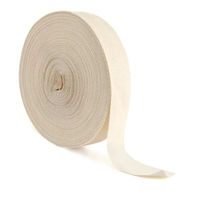 Immagine di nastro in twill di cotone, 20 mm, 50 m, per cucito a spina pesce, e artigianato, beige