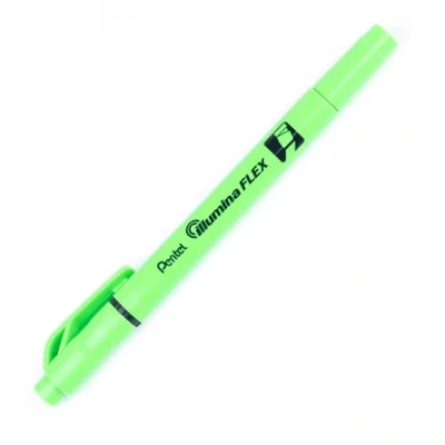 Immagine di Pentel SLW11 Illumina Flex evidenziatore doppia punta flessibile verde chiaro, 10 pezzi