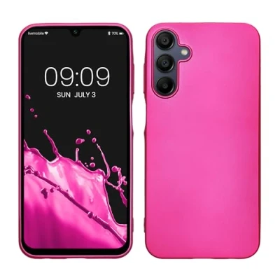 Immagine di kwmobile Custodia Compatibile con Samsung Galaxy A15 5G Cover Back Case Morbida Protezione in Silicone TPU Effetto metallizzato rosa