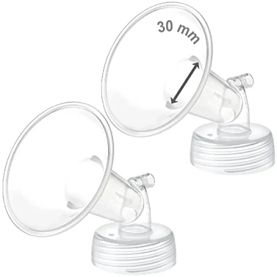 Immagine di 2 x 30 mm Maymom Parti per pompa a collo largo Spectra S1/S2, con flangia largo; non originali; ricambio Shield (flangia Spectra) (Parti della Spectra).