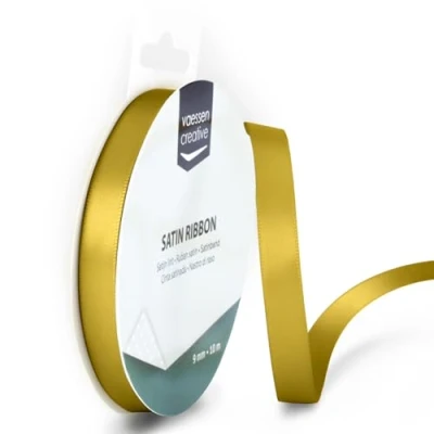 Immagine di Vaessen Creative Ribbon Lyon Wired Nastro di Raso, Oro, 9 mm x 10 m