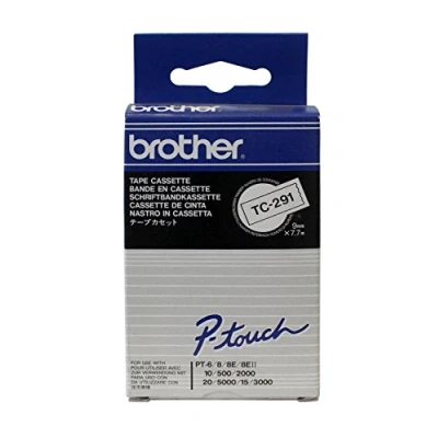 Immagine di Brother TC 291 Cassetta nastro Colore Nastro: Bianco carattere: Nero 9 mm 7.7 m