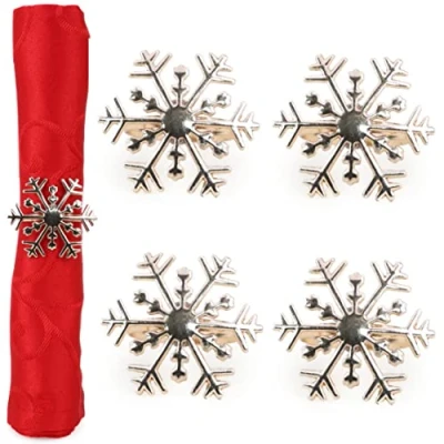 Immagine di Christmas Concepts® Set di 4 Portatovaglioli d&#039;oro Natale Lusso Impostazioni da tavola (Fiocco Neve)