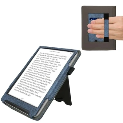 Immagine di kwmobile Custodia eReader Compatibile con Pocketbook InkPad 4 / Color 3 2 Vivlio Cover eBook Pelle PU Chiusura Magnetica Stand Cinturino Mano e Porta Carte