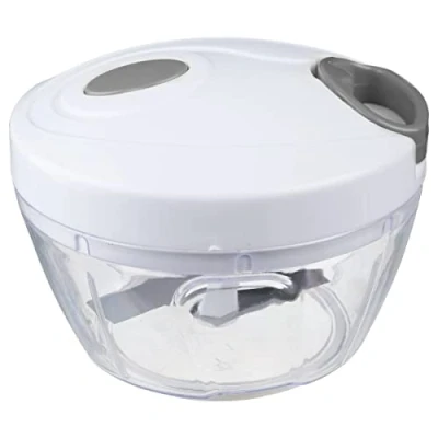 Immagine di Mini tritatutto manuale a 2 lame in acciaio inox, pratico e facile da usare, colore bianco verde
