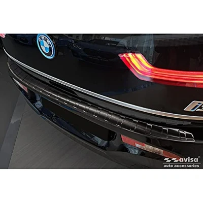 Immagine di Avisa Protezione paraurti Posteriore in Acciaio Inox Nero Compatibile con BMW i3 (i01) Facelift 2017 &#039;Ribs&#039;