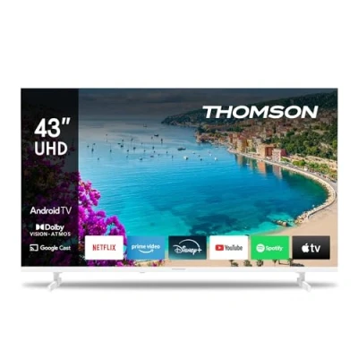 Immagine di Thomson 43 Pollici UHD Bianco TV Smart Android (WLAN, HDR, Triplo sintonizzatore DVB C/S2/T2, Controllo vocale, Netflix, YouTube, Prime Video, Disney+) 43UA5S13W 2023.