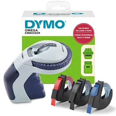 Immagine di DYMO etichettatrice per goffratura con 3 nastri etichette, kit base Omega, piccolo, design ergonomico rotella di scatto, casa, fai da te e artigianato (, Å, Ä, Æ &amp; Ö)