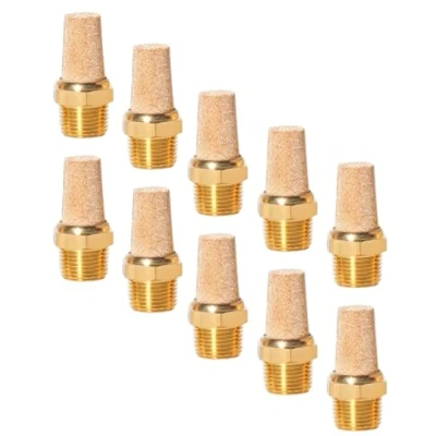 Immagine di Silenziatore pneumatico in bronzo sinterizzato 3/8&quot;, set da 10 silenziatori ad aria compressa di qualità industriale (10, 3/8&quot;)