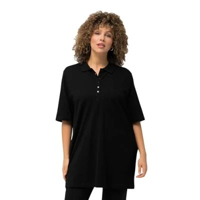 Immagine di ULLA POPKEN Maglia Polo in piqué con abbottonatura Nastro di Velluto e Mezze Maniche Blu Cielo 66+ 637297718