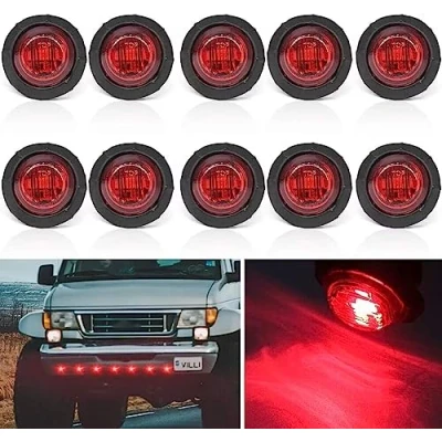 Immagine di Luce Laterale da Camion rotonda,YuanGu 3/4&quot; LED Indicatori Laterali Fanali Posizione Rosso 12V/24V impermeabile Universale per Caravan Camper Rimorchio Bus 4 Pcs