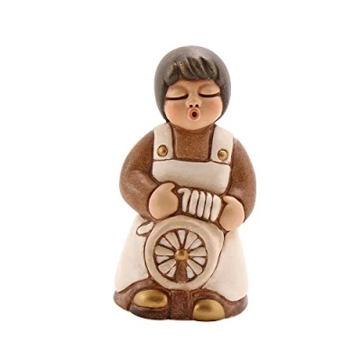 Immagine di THUN® Donna Tessitrice con Arcolaio Versione Bianca Statuine Presepe Classico Ceramica I Classici