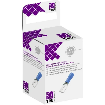 Immagine di TRU COMPONENTS T1904C045 Assortimento spine piatte Larghezza spina: 2.80 mm Spessore 0.80 180 Parzialmente isolato Blu 25 pz.
