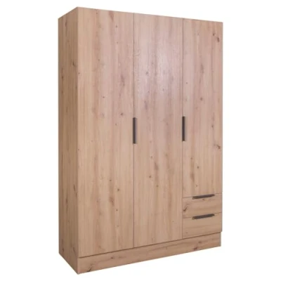 Immagine di Composad Armadio della Linea ESPRESSO con 3 Ante e 2 Cassetti, Contenitore, Salvaspazio, Camera da letto, Lavanderia, (LxAxP) 119,3x184,4x46,3 cm, Colore Rovere Oak Mielato, Made in Italy