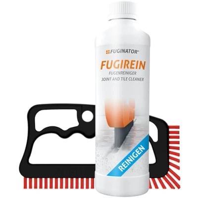 Immagine di FUGINATOR® spazzola per fughe nero/rosso con detergente fughe, 250 ml, set la pulizia delle in bagno, cucina e casa