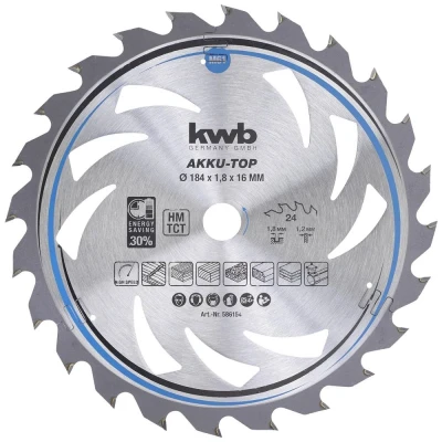 Immagine di kwb 586154 Lama circolare in metallo duro 184 x 16 1.2 Numero di denti: 24 1 pz.