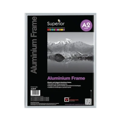 Immagine di Seco, ala1 bk Alluminio Cornice, Formato Orizzontale e Verticale, in Vetro di Sicurezza Come con Una Finitura Nera A1, Metallo, Silver, A2