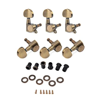 Immagine di Alnicov 6PCS 3L3R Chitarra String Tuning Pioli Sigillati Teste Macchina Tuner Kit per Epiphone Elettrica Acustica Rapporto di 1:18 Bronzo
