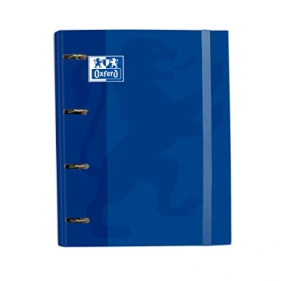 Immagine di Oxford, Raccoglitore a 4 anelli A4+ coperchio extra resistente con gomma. Include griglia di ricambio 5 x 5. Colore blu