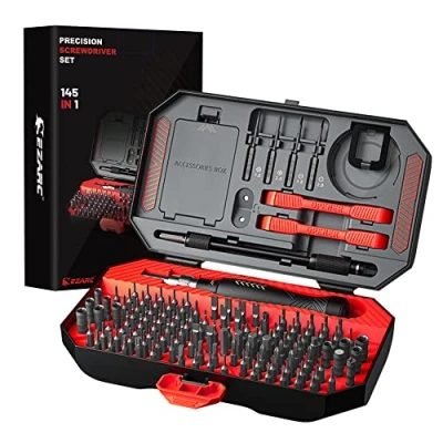 Immagine di EZARC Set Cacciaviti Magnetici e Attrezzi di Precisione, 145 in 1 Professionali, Kit Riparazione per Cellulari, Orologio, Tablet, PC, Laptop, Occhiali, etc
