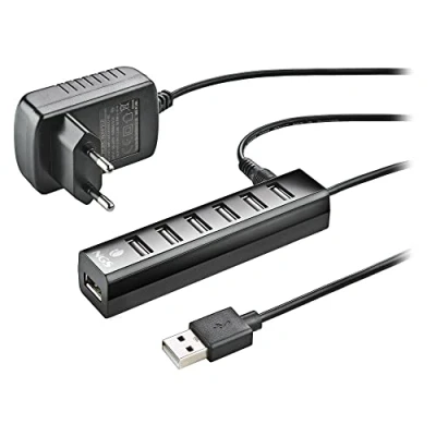 Immagine di NGS IHUB7 TINY Hub USB 2.0 con 7 Porte e Adattatore di Alimentazione da 5V/1A, Compatibilità Universale, &quot;Plug and Play&quot;