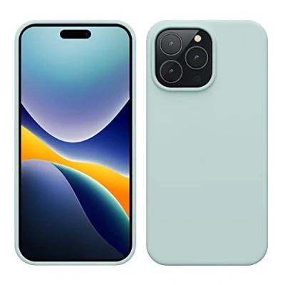 Immagine di kwmobile Cover per Apple iPhone 14 Pro Max Custodia Back Case Caricatore Wireless Antiurto e Flessibile in Silicone TPU menta freddo