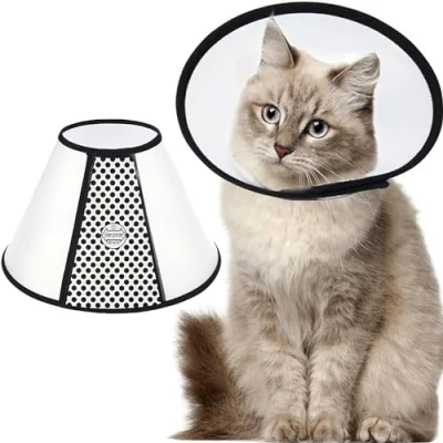 Immagine di SUQ Collari Protettivi, Coni Collare Protettivo Forma Cono, in Plastica Elizabeth Copri Collo Pratico di Sicurezza Anti Morso per Gatti, Cani Piccoli, Piccola Taglia(20 24cm)