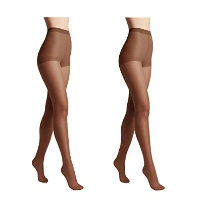 Immagine di Conte elegant SOLO 20 DEN Set di 2 Collant da Donna Semiopachi, Resistenti Sottili con Slip Marcati Calze Lisce Taglia 3 Mokka