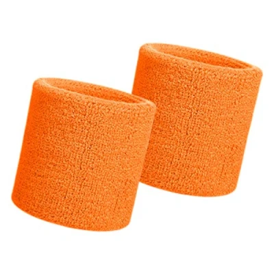 Immagine di HANERDUN Polsini per Fascia Sportivi Colorati in Cotone ad Alta Elasticità assorbenti dal Sudore Il Tennis Sport Basket Ginnastica Arancio (2 Pz)