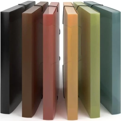 Immagine di ACROPAQ 6 x Cartella elastica A4 Fino a 200 Pagine, Larghezza Dorso 3,0 cm, Chiusura elastica, Acqua, Collezione colori Natura Cartelle con elastico, documenti