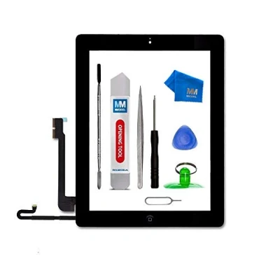 Immagine di MMOBIEL Digitizer compatibile con iPad 4 (Nero) 9.7 Pollici 2012 Assemblaggio schermo tattile touchscreen frontale Incl kit attrezzi