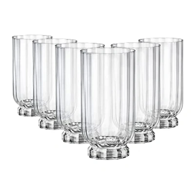 Immagine di Rocco Bormioli Florian Set 6 Bicchieri in Vetro, Piede Trasparente, per Bibite, 43cl